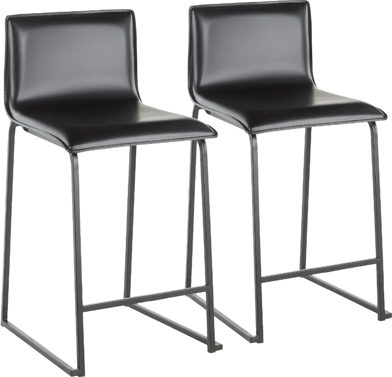 Black Upholstered Counter Height Stool (Set of 2) - Mara