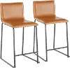 B26-MARAUP BKCAM2 Brown and Black Upholstered Counter Height Stool (Set of 2) - Mara