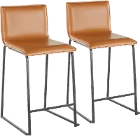 B26-MARAUP BKCAM2 Brown and Black Upholstered Counter Height Stool (Set of 2) - Mara