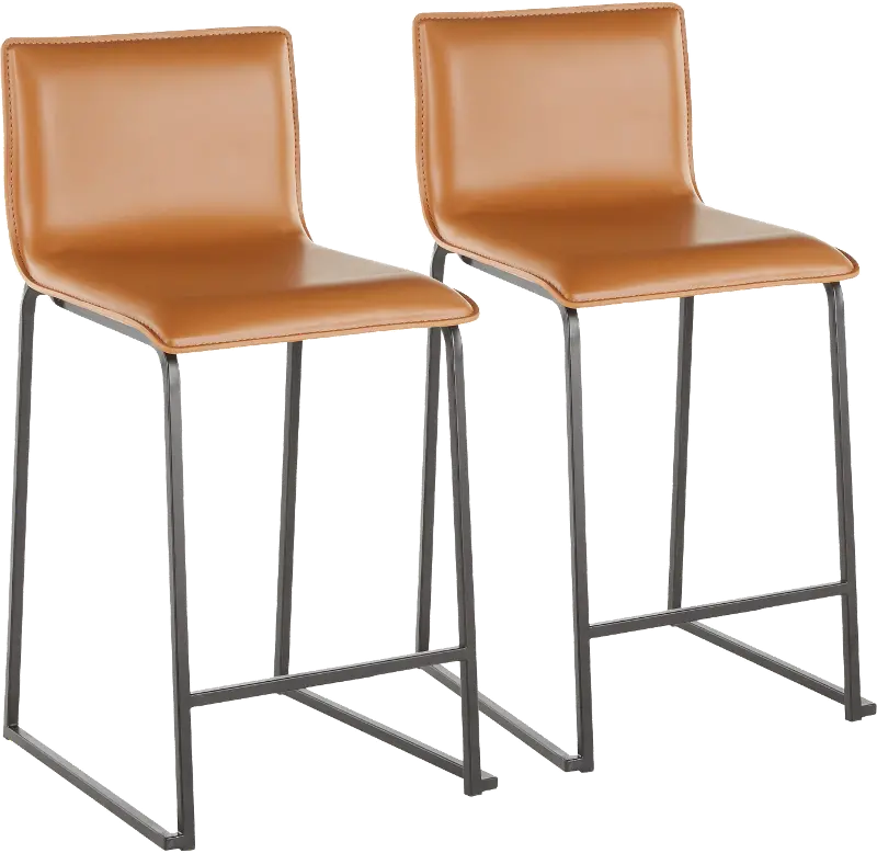 Brown and Black Upholstered Counter Height Stool (Set of 2) - Mara
