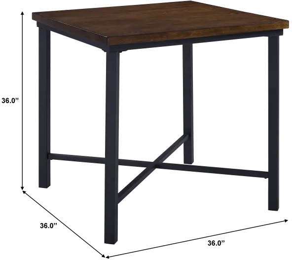 Attributes Wood and Metal Square Counter Height Dining ]Table-4