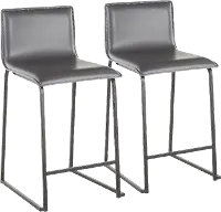 B26-MARAUP BKGY2 Gray and Black Upholstered Counter Height Stool (Set of 2) - Mara
