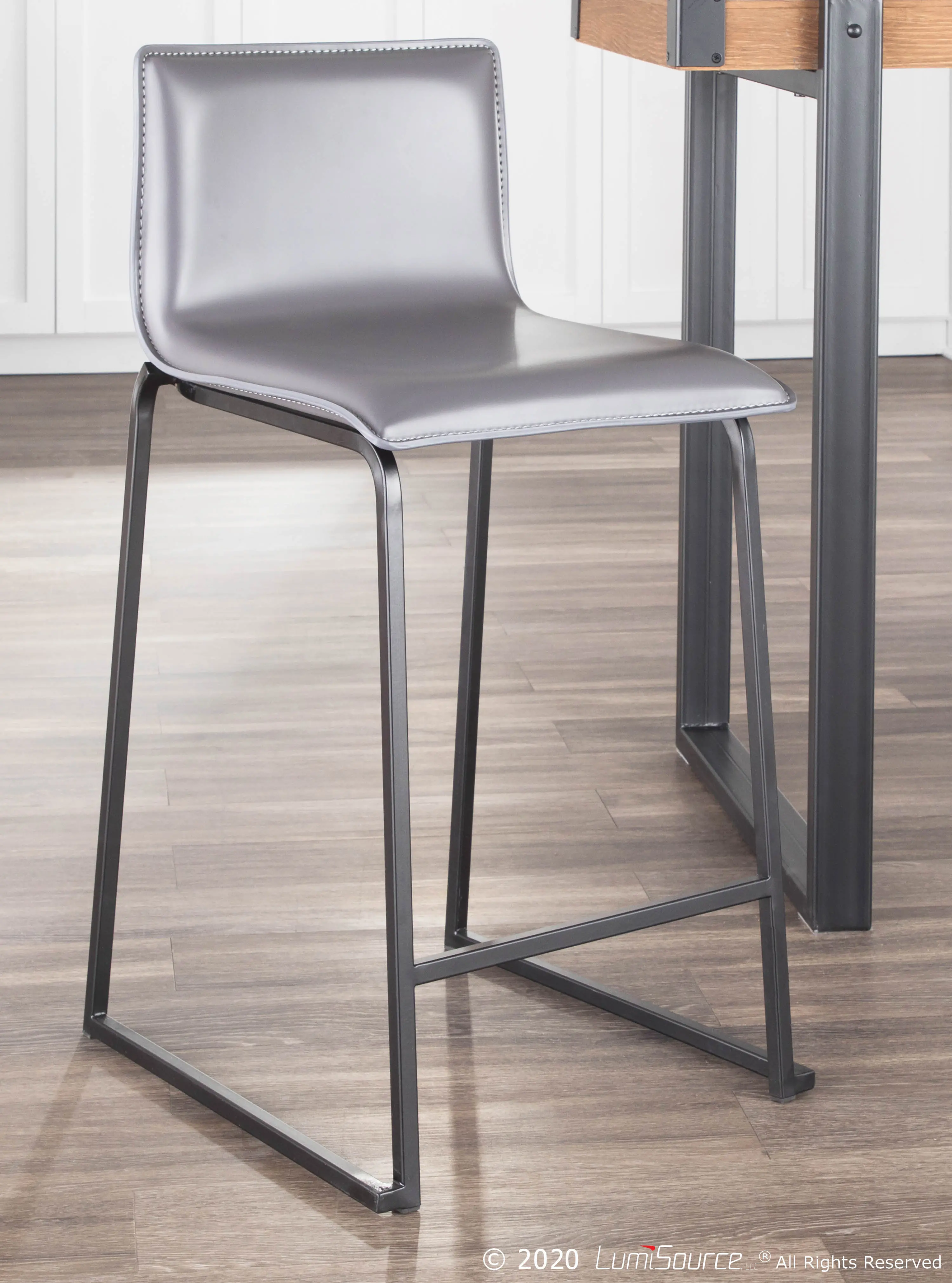 B26-MARAUP BKGY2 Gray and Black Upholstered Counter Height Stool (Set of 2) - Mara-8