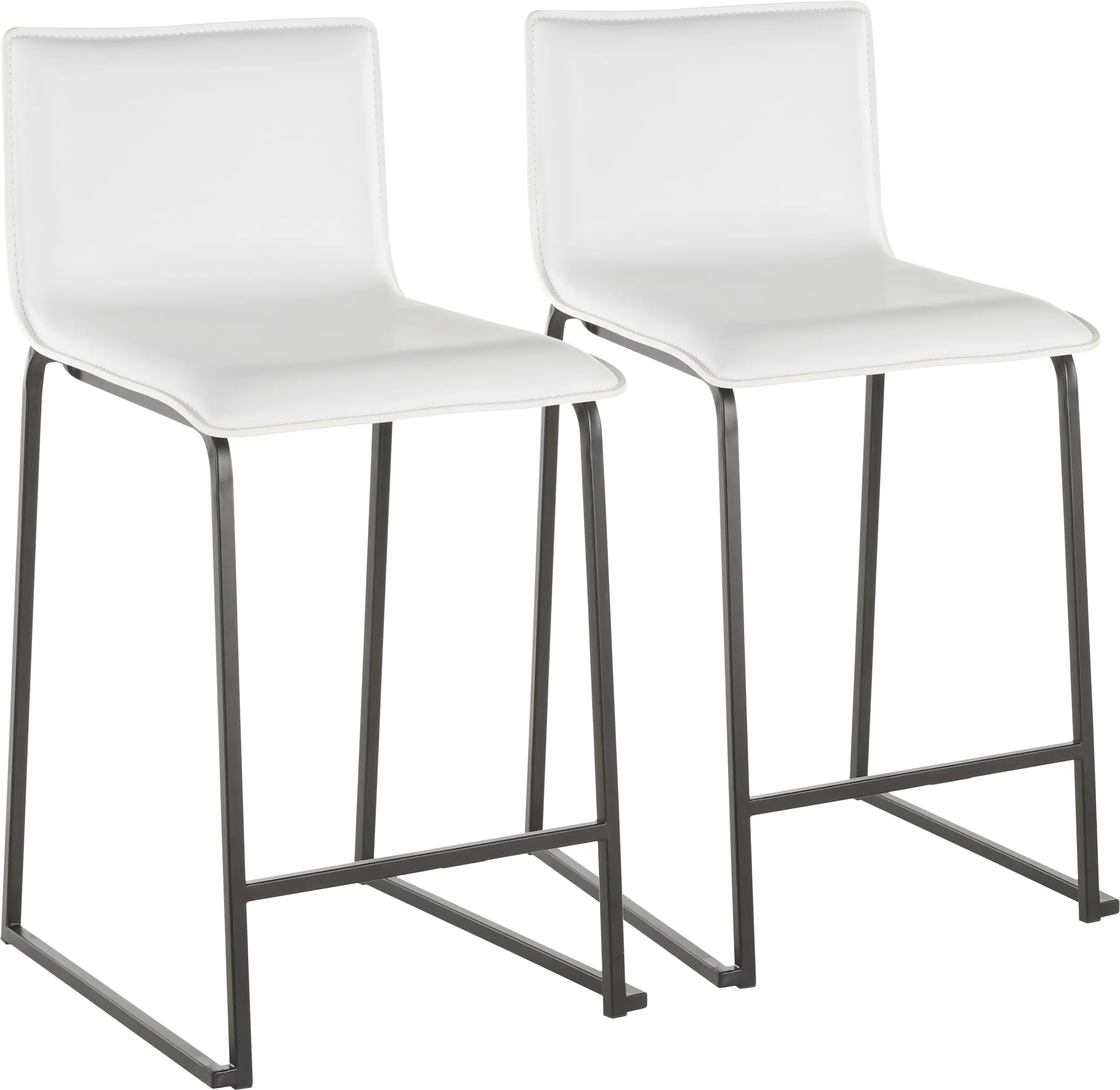 B26-MARAUP BKW2 White and Black Upholstered Counter Height Stool (Set of 2) - Mara-1