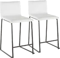 B26-MARAUP BKW2 White and Black Upholstered Counter Height Stool (Set of 2) - Mara