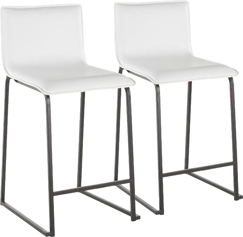 White and Black Upholstered Counter Height Stool (Set of 2) - Mara