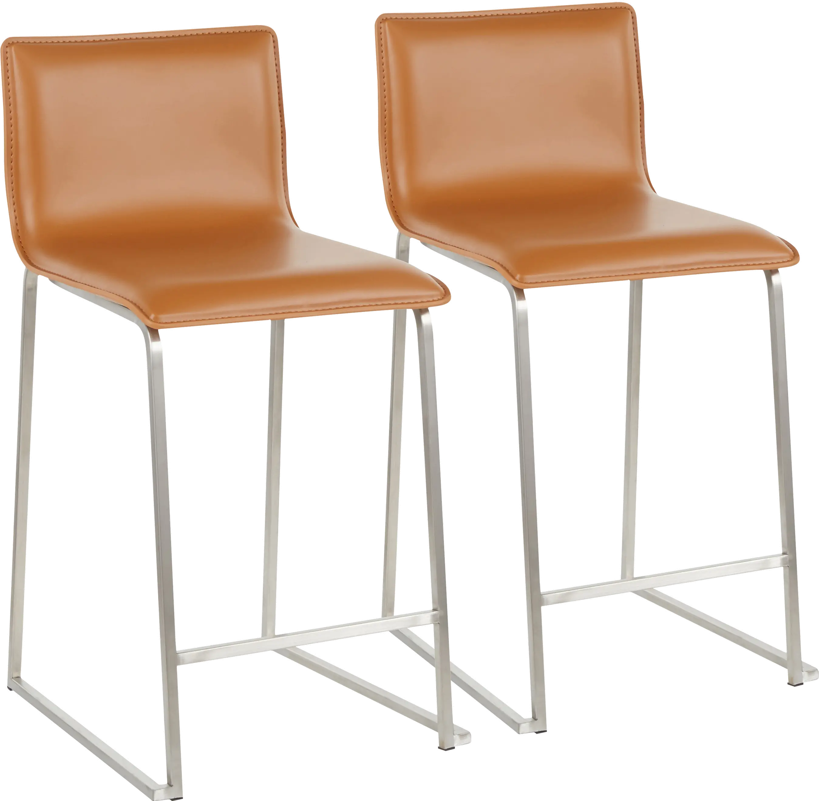 B26-MARAUP SSCAM2 Brown and Silver Upholstered Counter Height Stool (Set of 2) - Mara-1