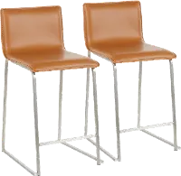 B26-MARAUP SSCAM2 Brown and Silver Upholstered Counter Height Stool (Set of 2) - Mara