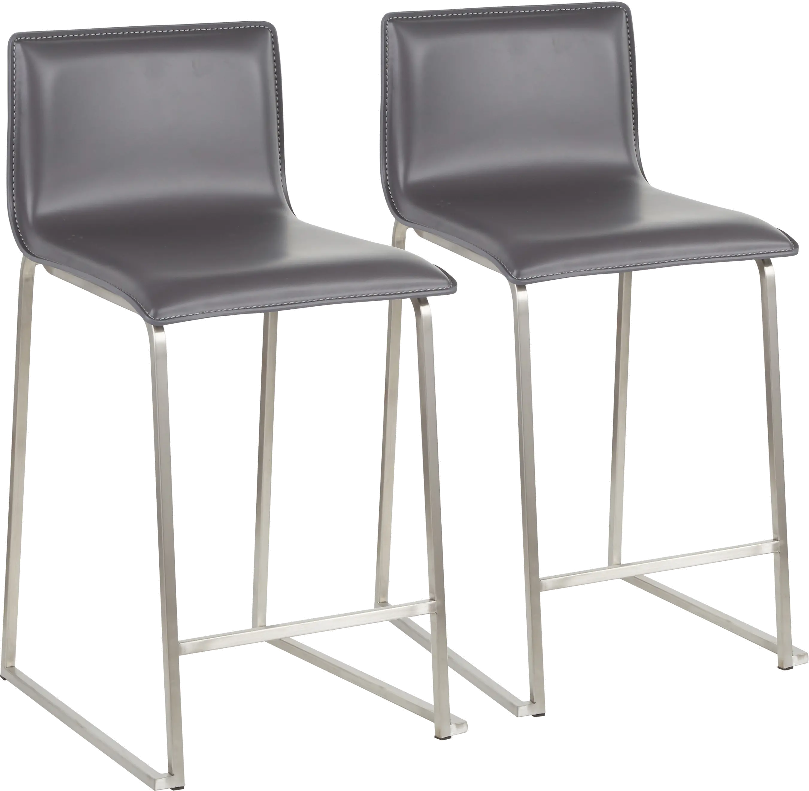 B26-MARAUP SSGY2 Gray and Silver Upholstered Counter Height Stool (Set of 2) - Mara-1
