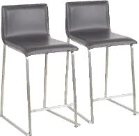 B26-MARAUP SSGY2 Gray and Silver Upholstered Counter Height Stool (Set of 2) - Mara