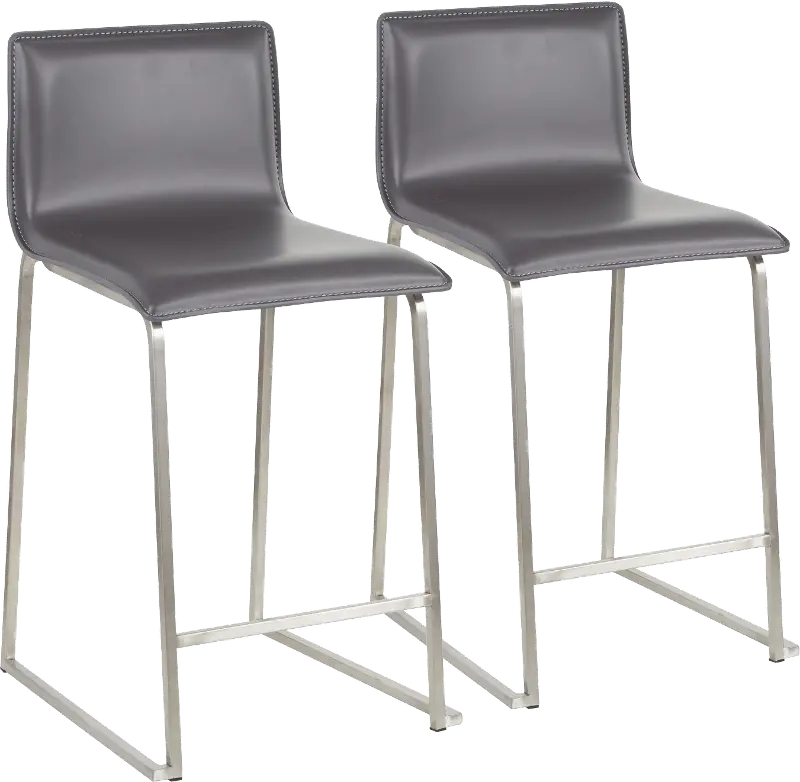 Gray and Silver Upholstered Counter Height Stool (Set of 2) - Mara