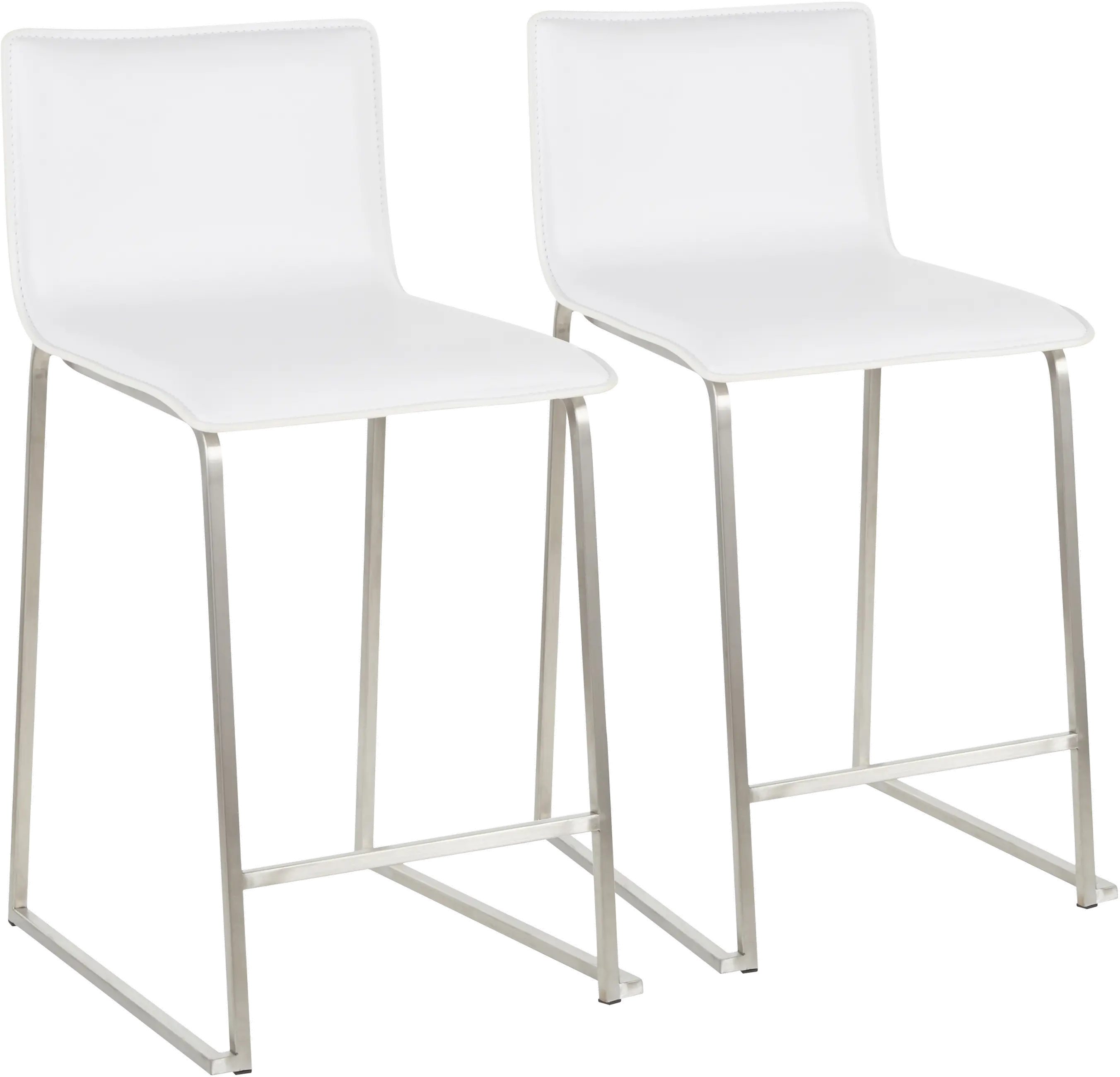 B26-MARAUP SSW2 White and Silver Upholstered Counter Height Stool (Set of 2) - Mara-1