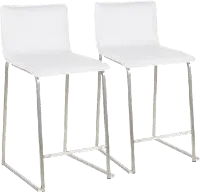 B26-MARAUP SSW2 White and Silver Upholstered Counter Height Stool (Set of 2) - Mara