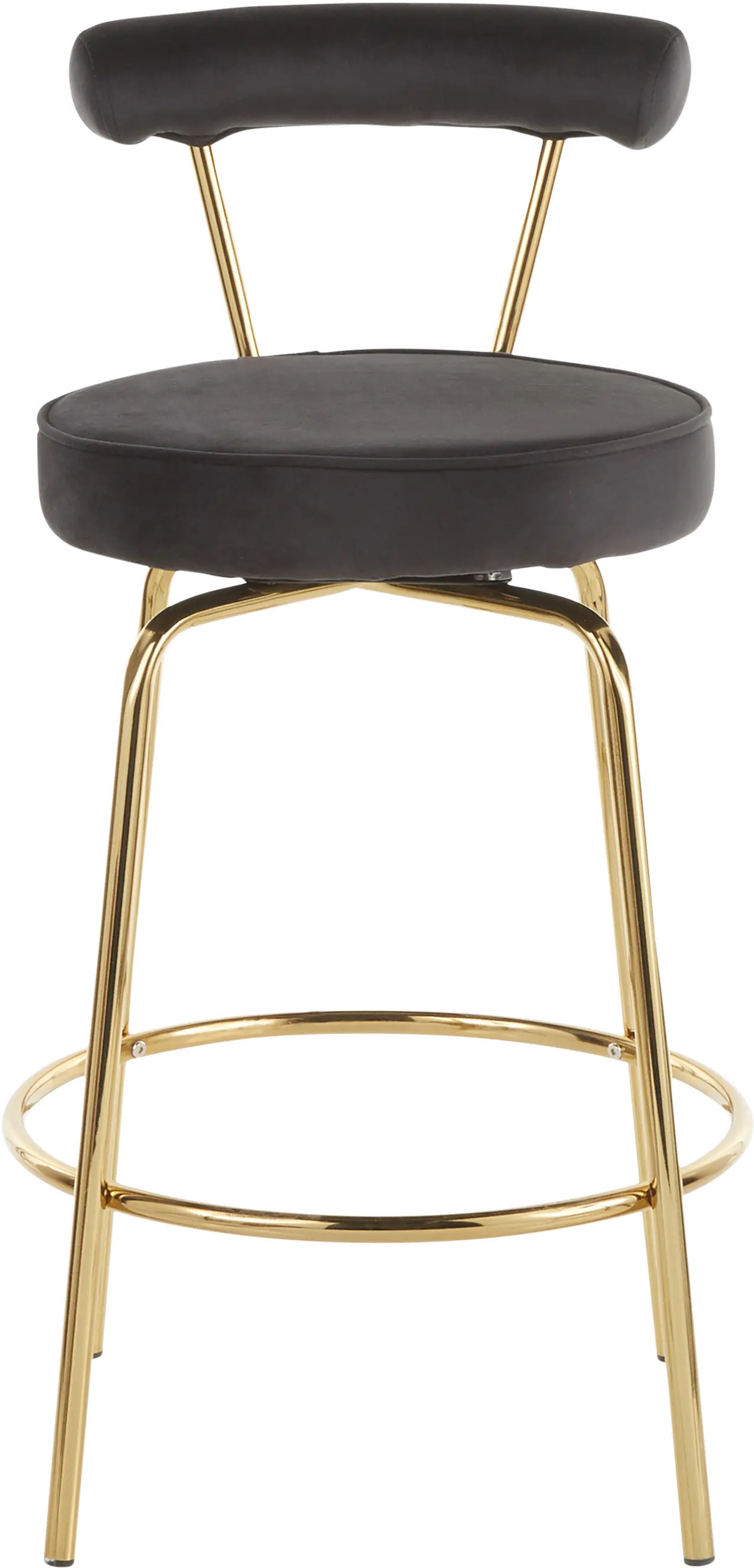 B26-RHONDA AUBK2 Contemporary Black and Gold Swivel Counter Height Stool (Set of 2) - Rhonda-3