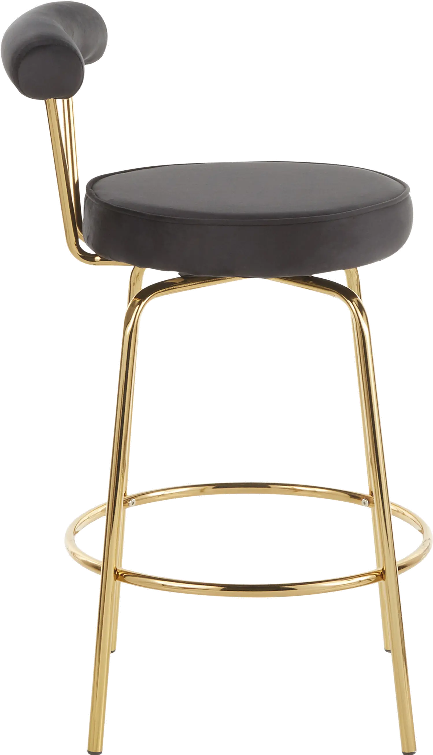 B26-RHONDA AUBK2 Contemporary Black and Gold Swivel Counter Height Stool (Set of 2) - Rhonda-4
