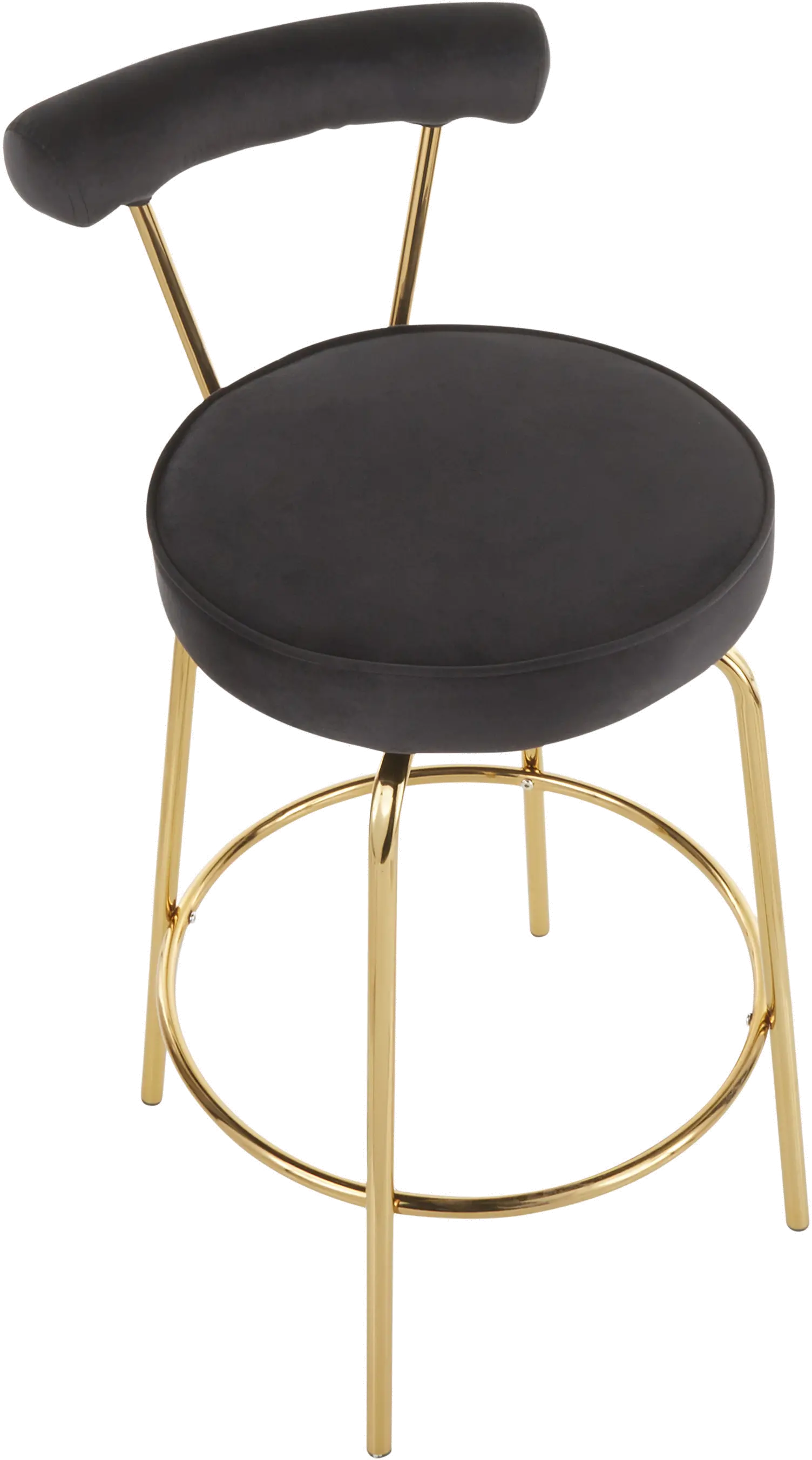 B26-RHONDA AUBK2 Contemporary Black and Gold Swivel Counter Height Stool (Set of 2) - Rhonda-6