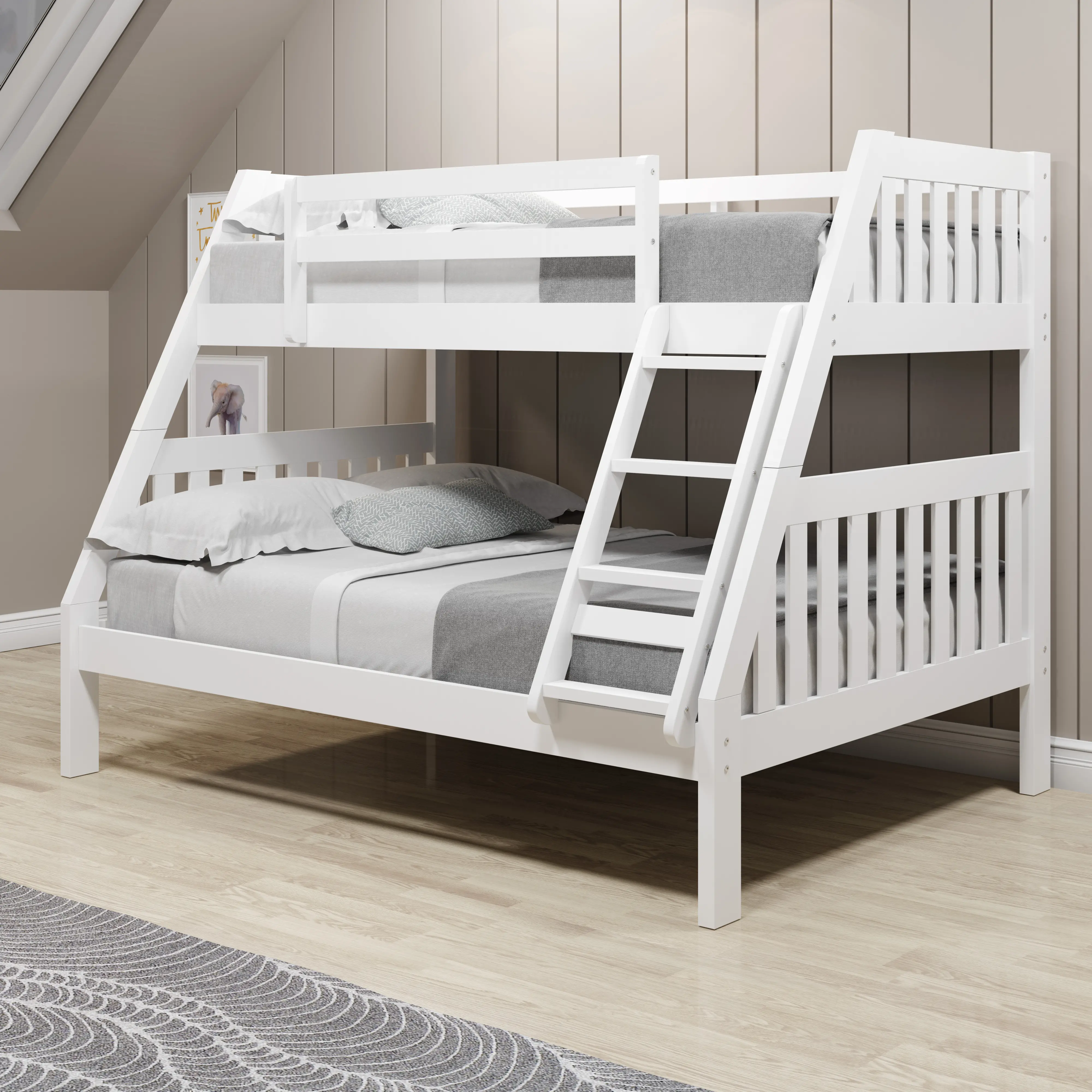 Classic White Twin over Full Bunk Bed - Mission-2