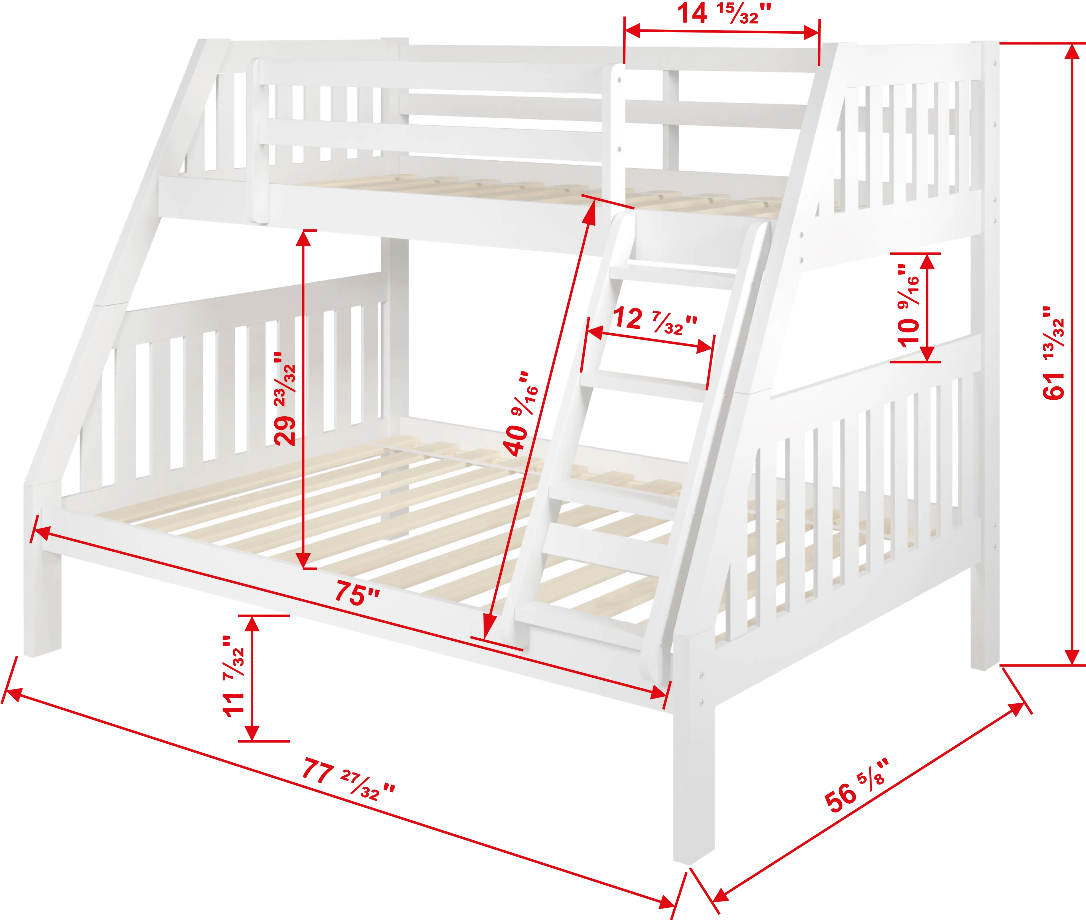 Classic White Twin over Full Bunk Bed - Mission-3