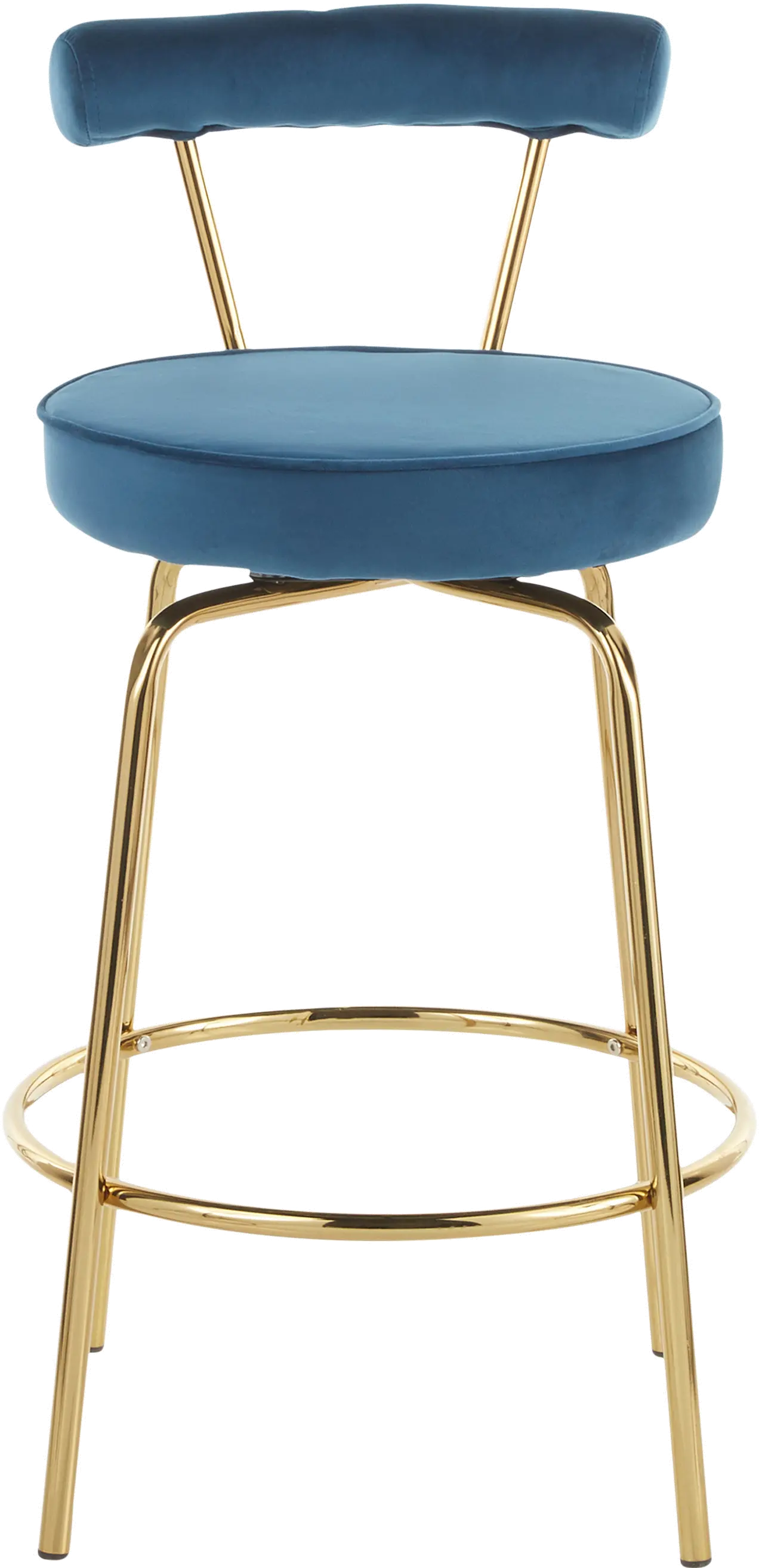 B26-RHONDA AUBU2 Contemporary Blue and Gold Swivel Counter Height Stool (Set of 2) - Rhonda-3