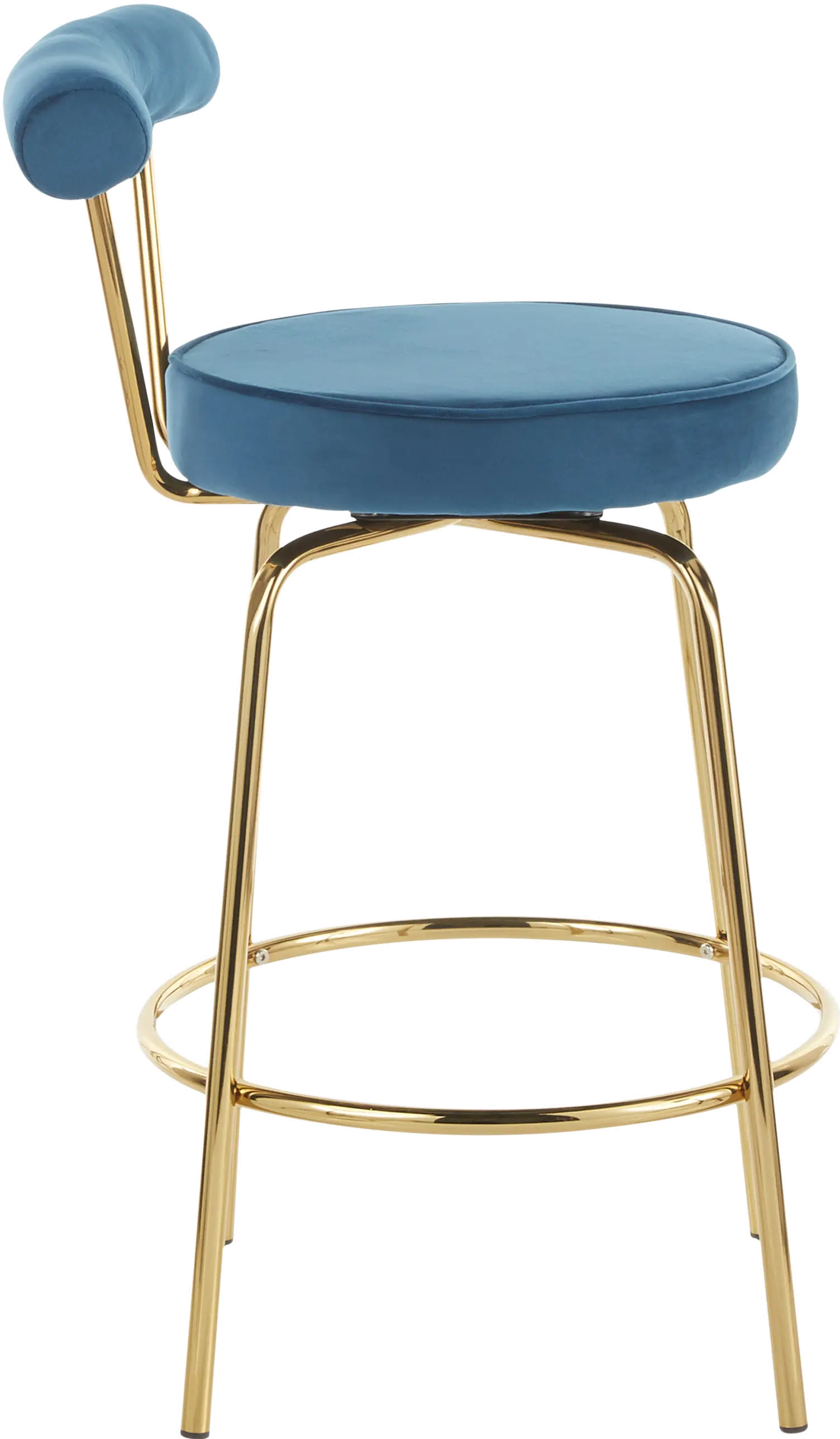 B26-RHONDA AUBU2 Contemporary Blue and Gold Swivel Counter Height Stool (Set of 2) - Rhonda-4