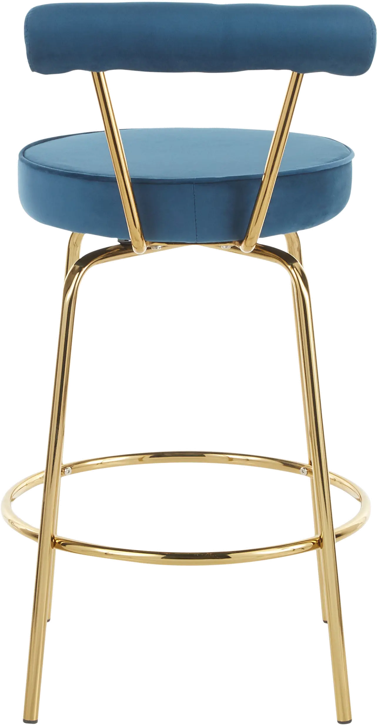 B26-RHONDA AUBU2 Contemporary Blue and Gold Swivel Counter Height Stool (Set of 2) - Rhonda-5