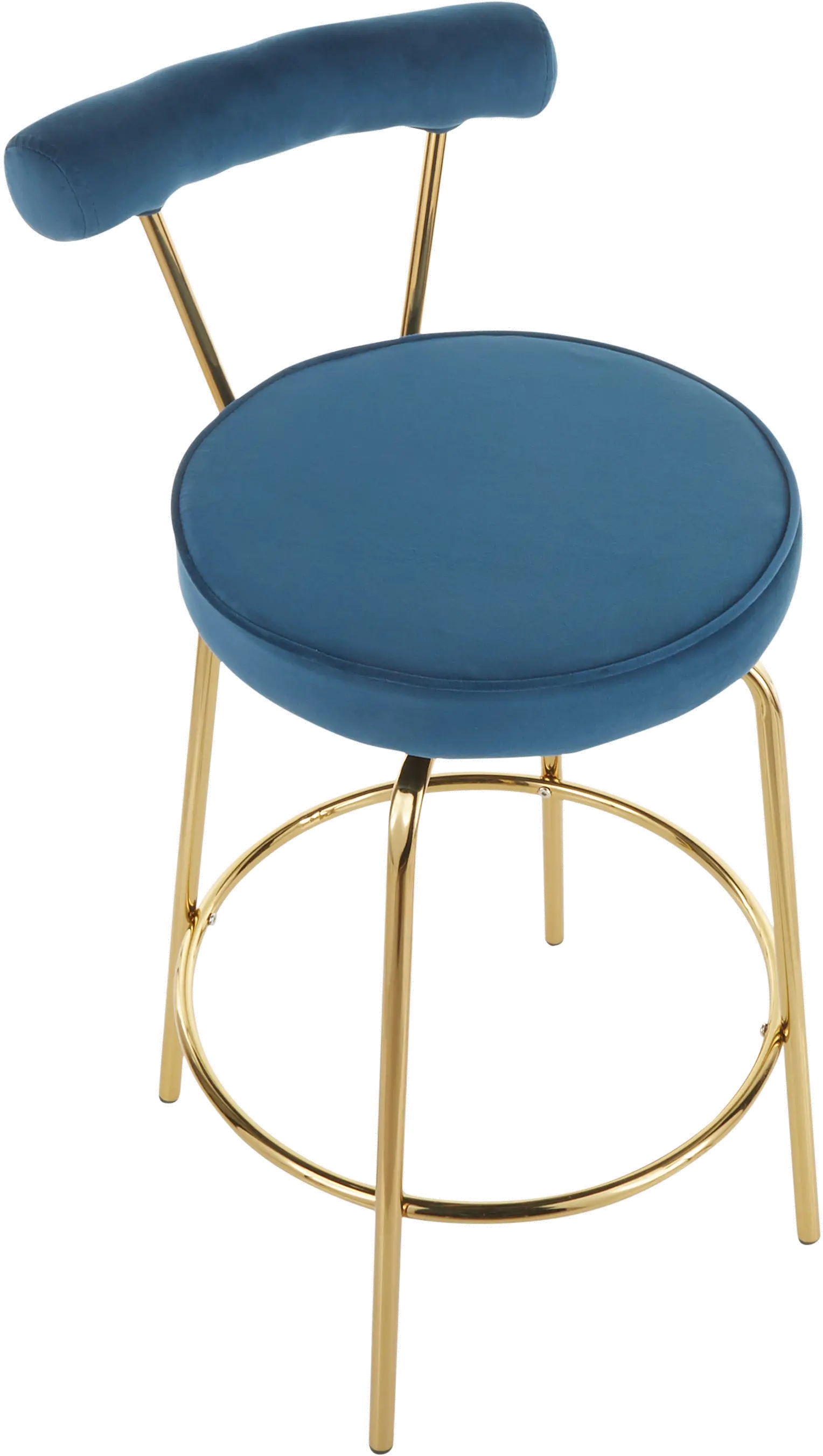 B26-RHONDA AUBU2 Contemporary Blue and Gold Swivel Counter Height Stool (Set of 2) - Rhonda-6
