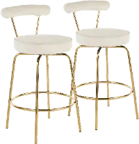 B26-RHONDA AUCR2 Contemporary Cream and Gold Swivel Counter Height Stool (Set of 2) - Rhonda