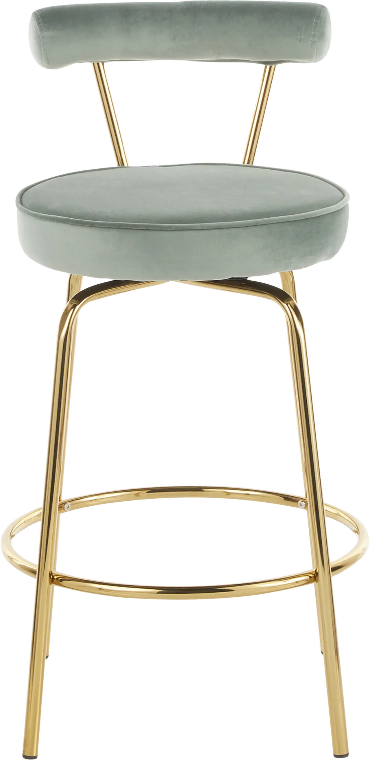 B26-RHONDA AULGN2 Contemporary Sage Green and Gold Swivel Counter Height Stool (Set of 2) - Rhonda-3