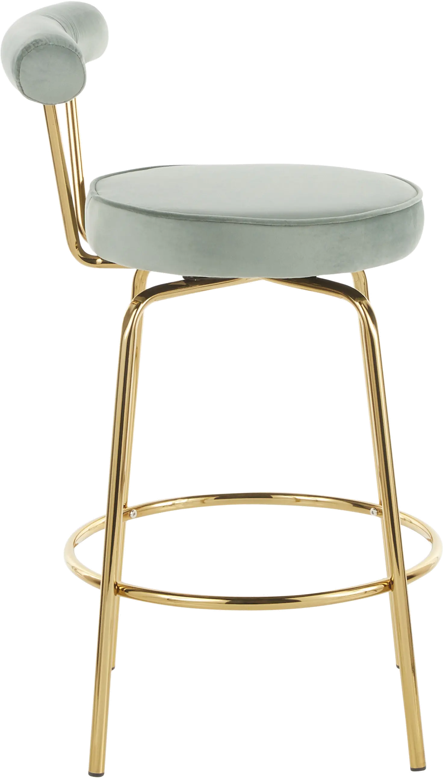 B26-RHONDA AULGN2 Contemporary Sage Green and Gold Swivel Counter Height Stool (Set of 2) - Rhonda-4