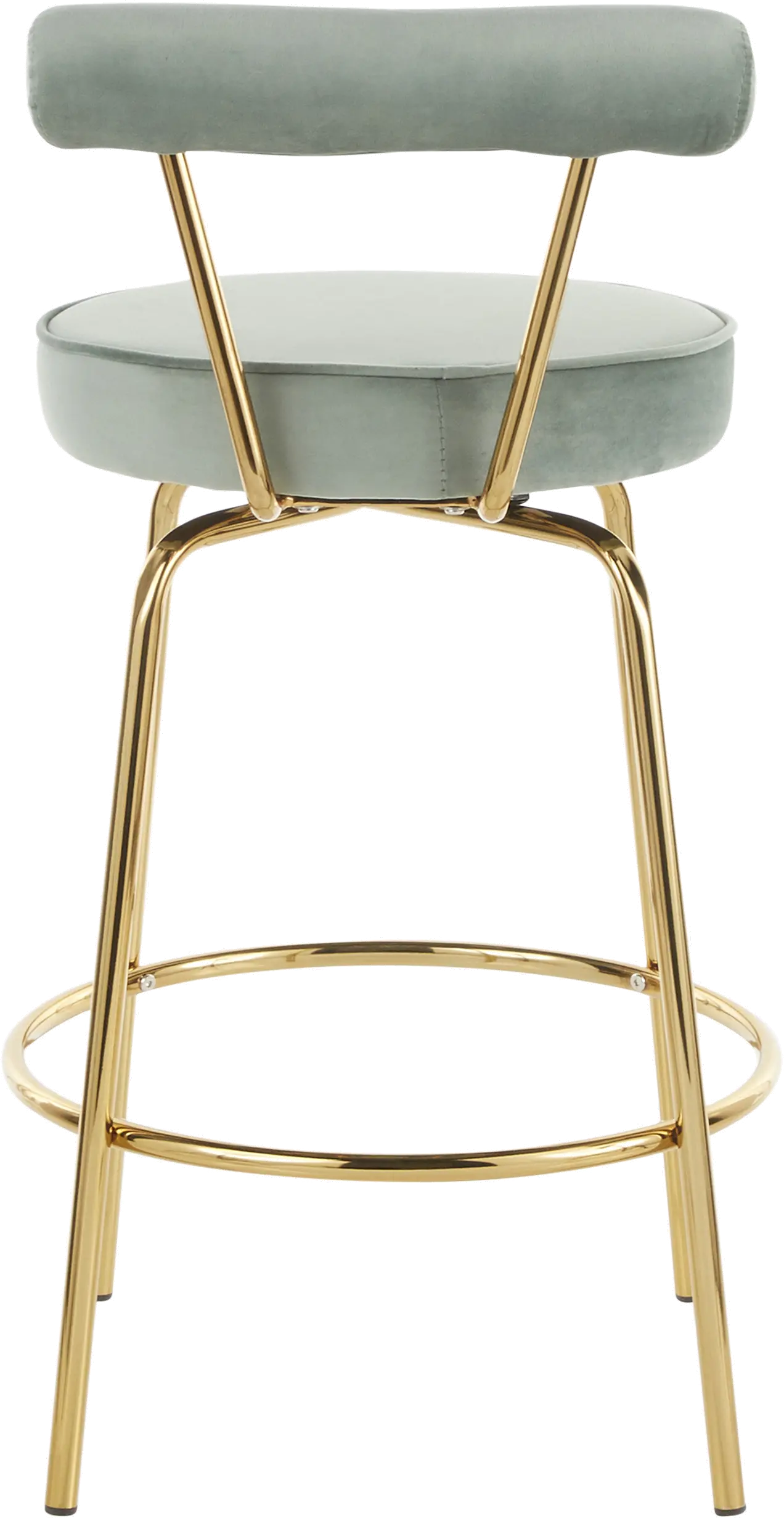 B26-RHONDA AULGN2 Contemporary Sage Green and Gold Swivel Counter Height Stool (Set of 2) - Rhonda-5