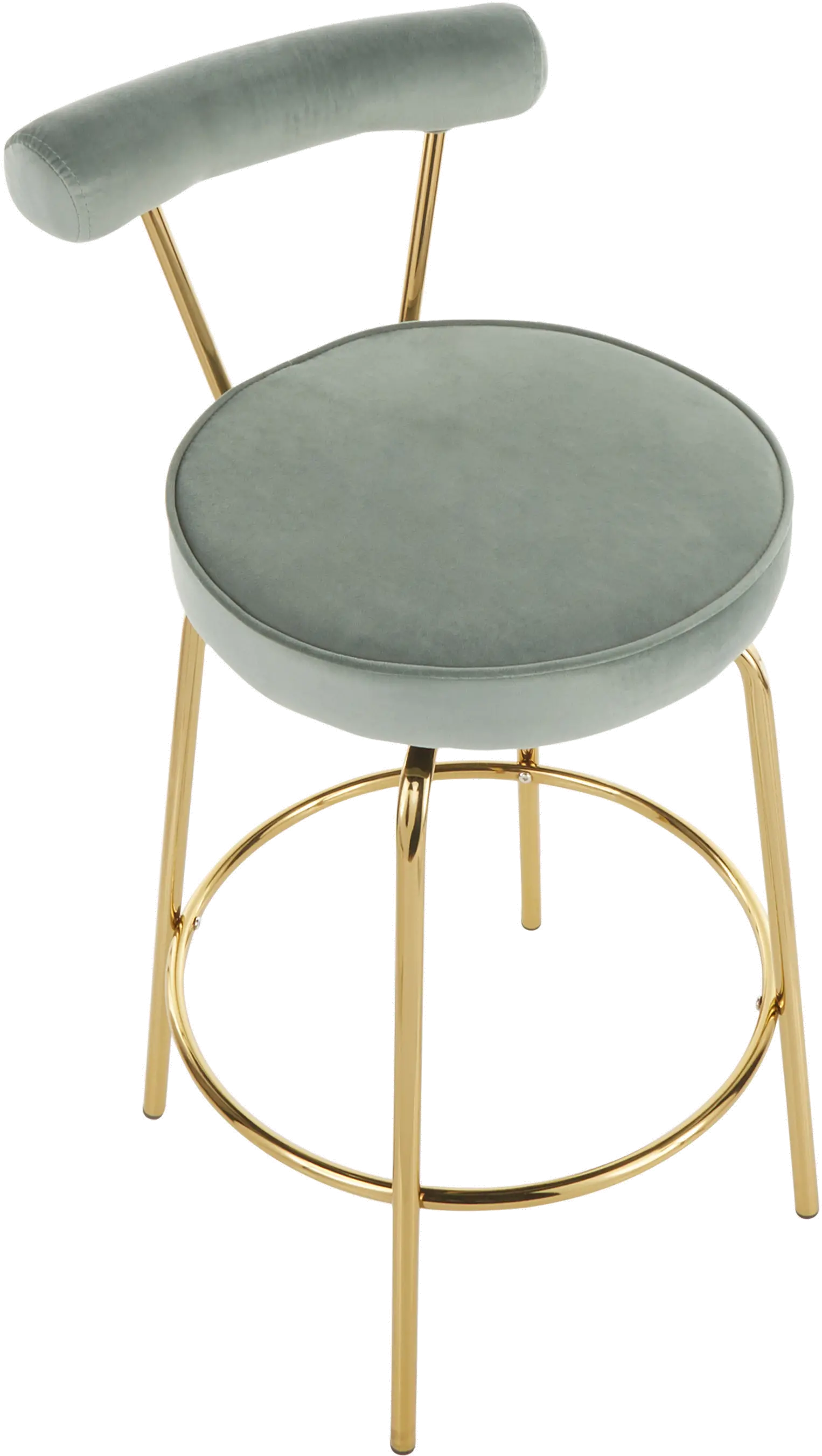 B26-RHONDA AULGN2 Contemporary Sage Green and Gold Swivel Counter Height Stool (Set of 2) - Rhonda-6
