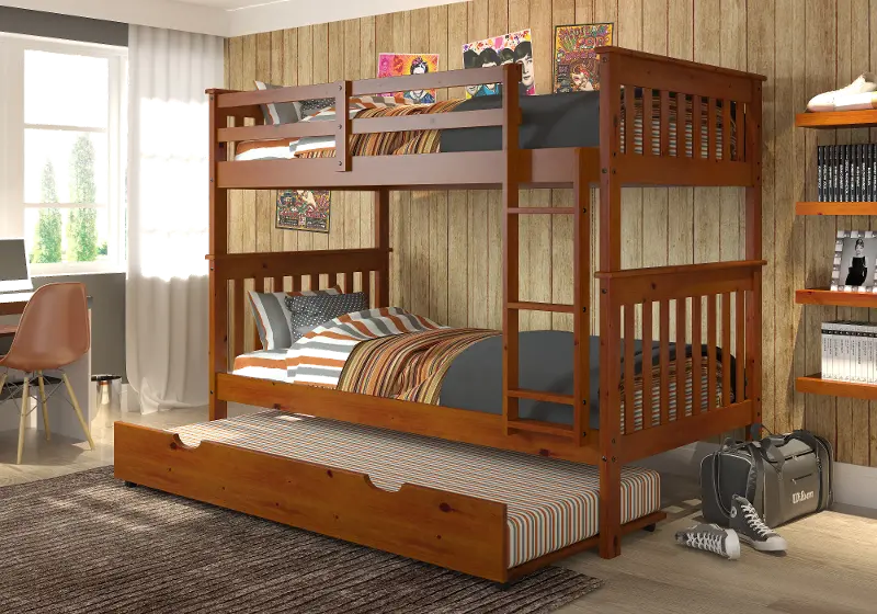 Craftsman Espresso Brown Twin-over-Twin Bunk Bed with Trundle