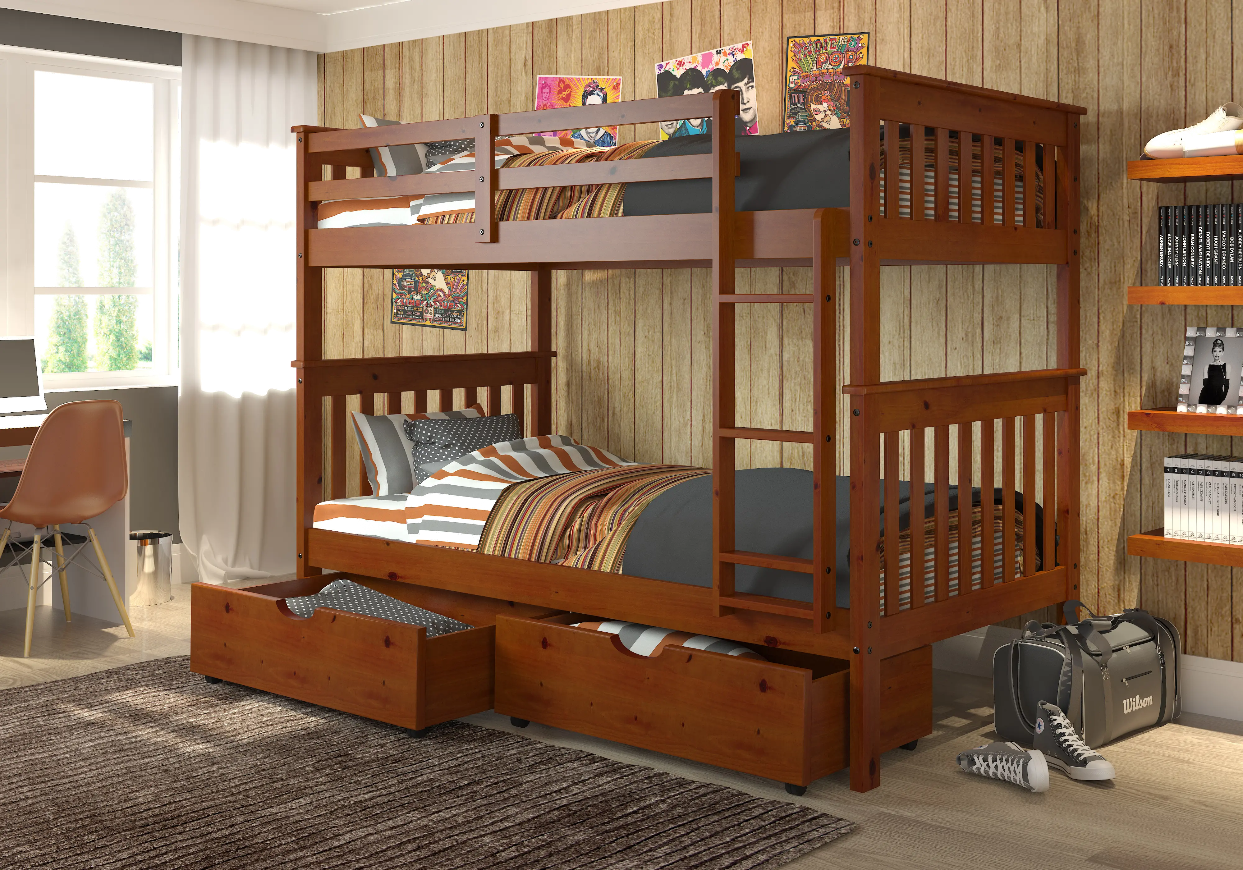 Craftsman Espresso Brown Twin-over-Twin Bunk Bed with Storage-1