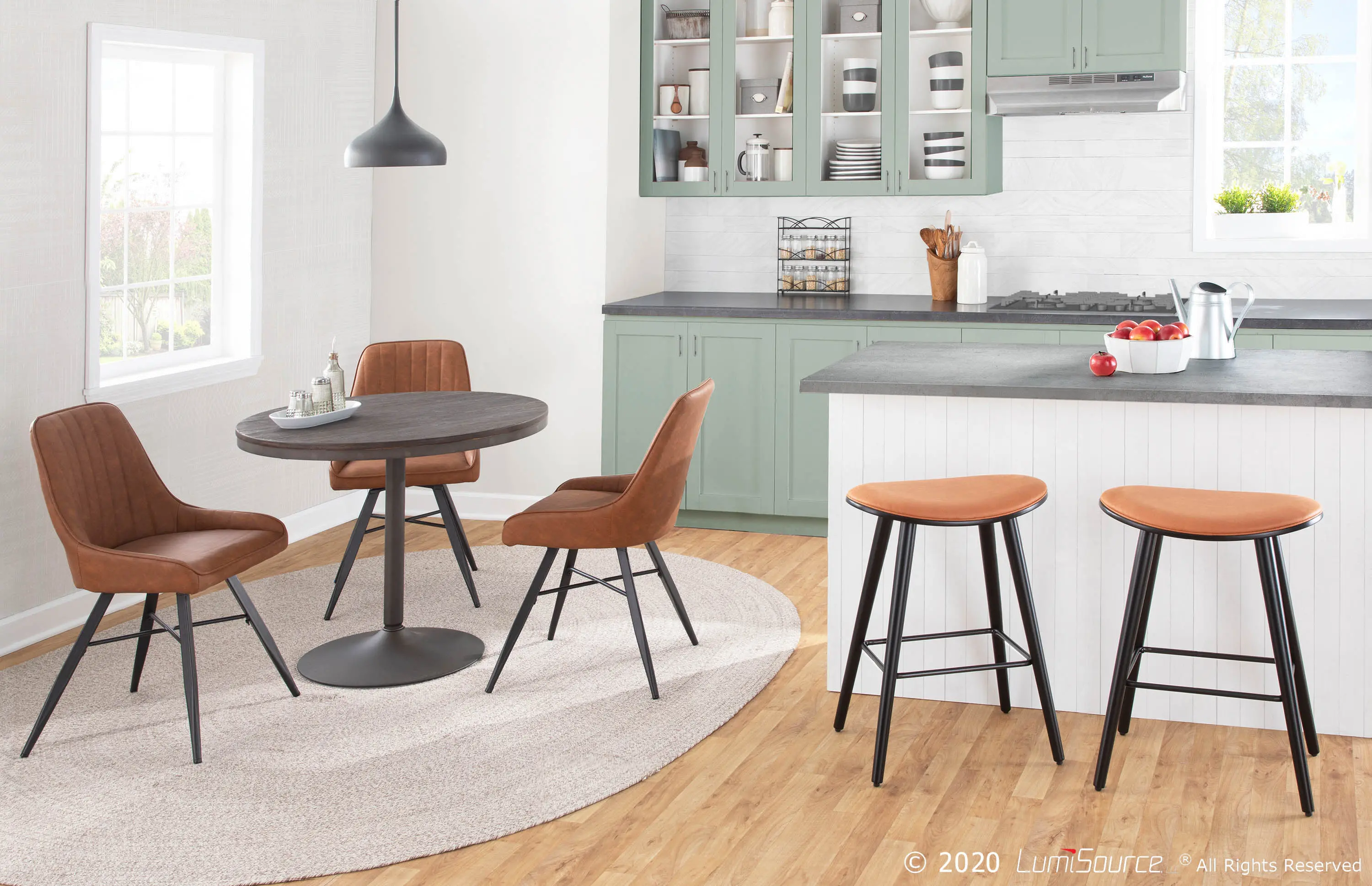 B26-SADL BKCAM2 Mid Century 26 Inch Counter Height Stool (Set of 2) - Saddle-3