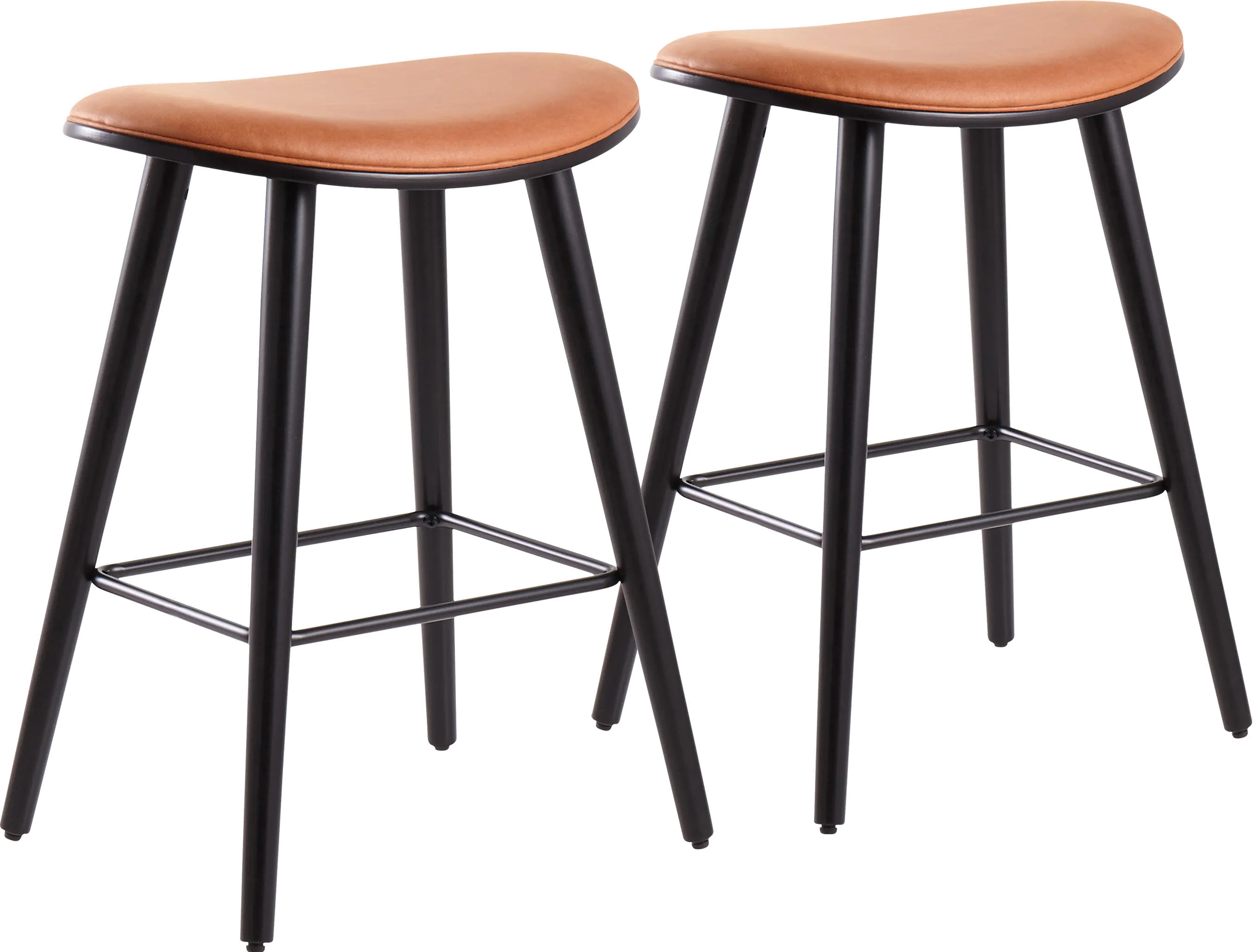 B26-SADL BKCAM2 Mid Century 26 Inch Counter Height Stool (Set of 2) - Saddle-1
