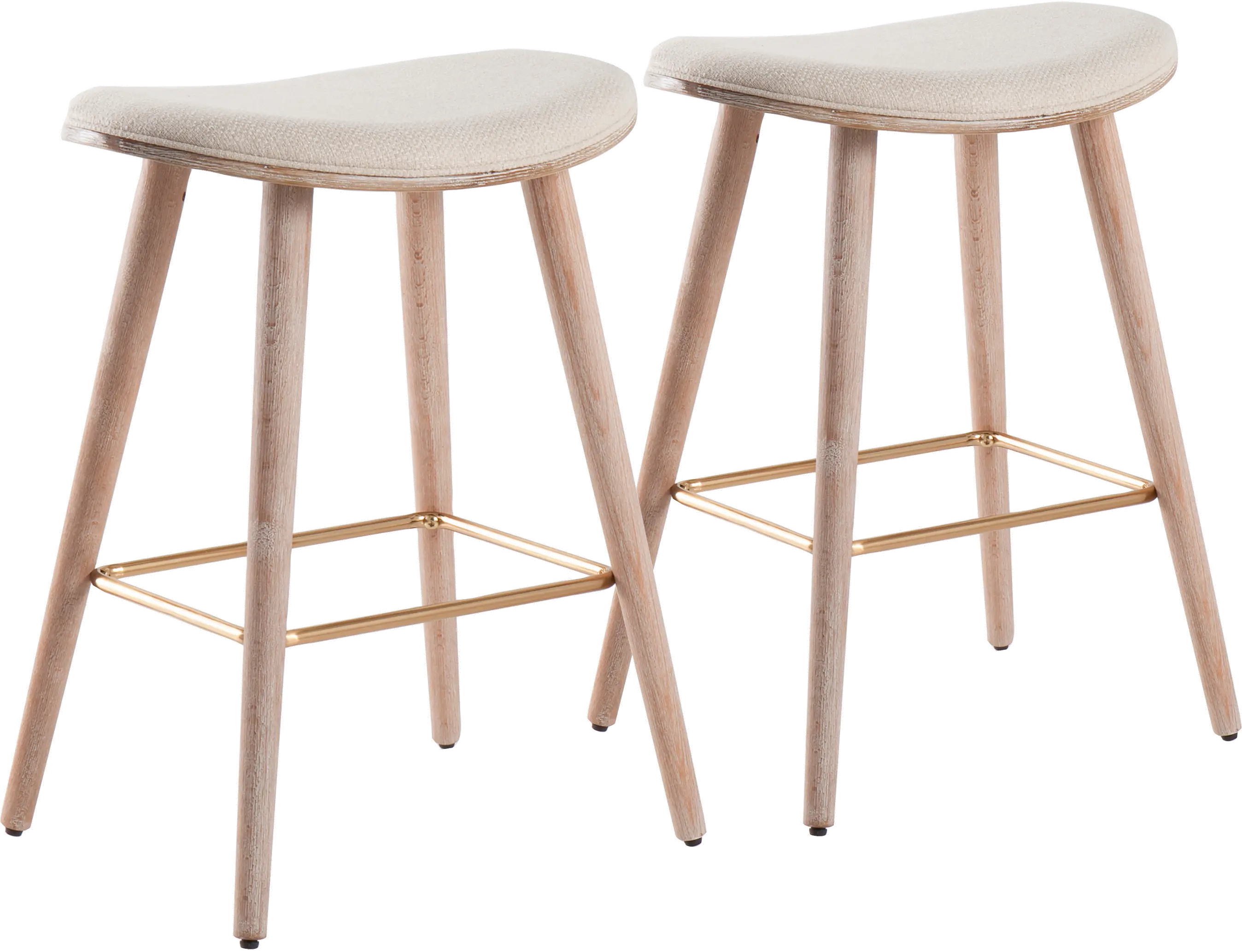 B26-SADL WWNCR2 Mid Century 26 Inch Counter Height Stool (Set of 2) - Saddle-1