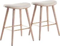 B26-SADL WWNCR2 Mid Century 26 Inch Counter Height Stool (Set of 2) - Saddle
