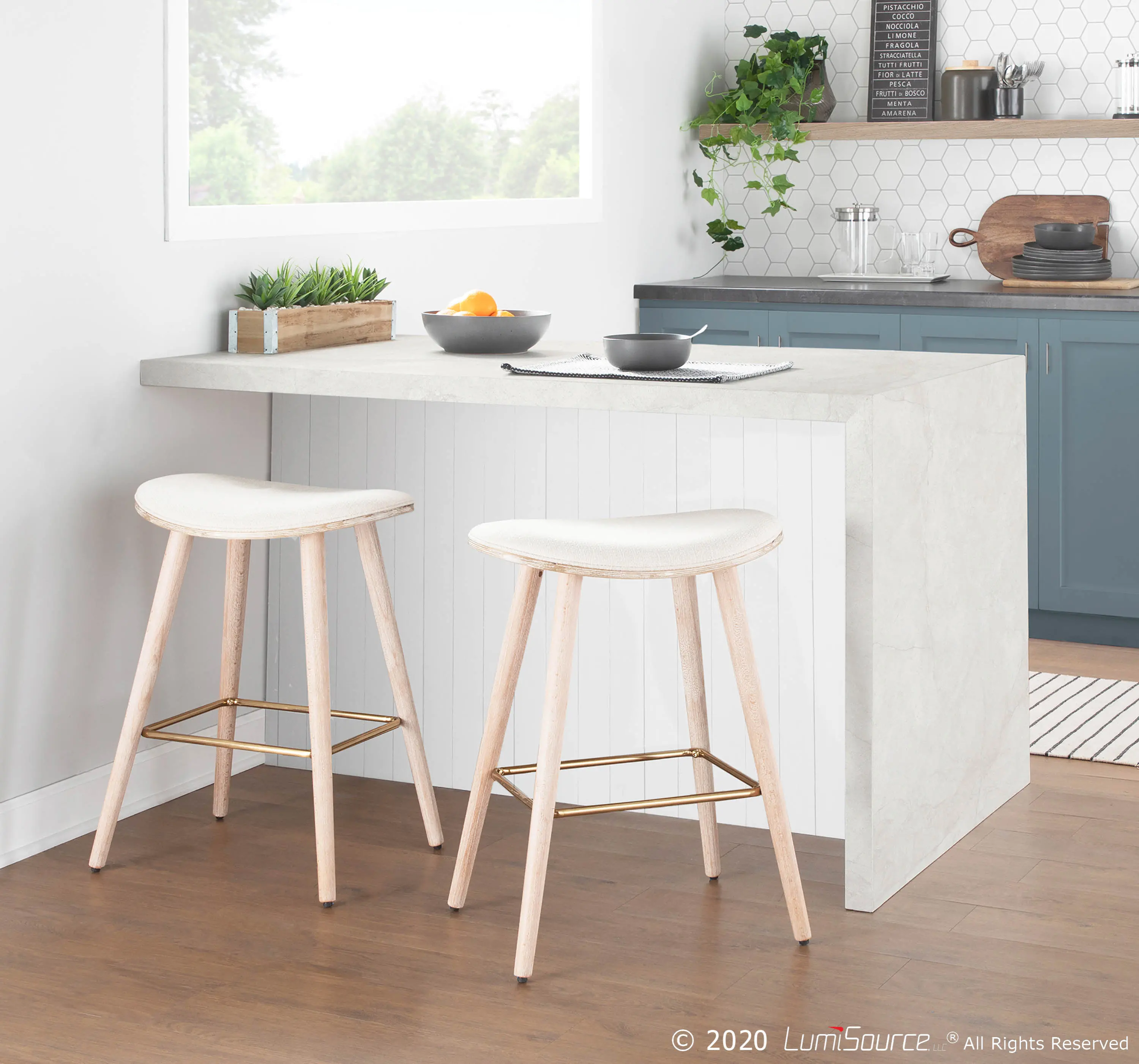 B26-SADL WWNCR2 Mid Century 26 Inch Counter Height Stool (Set of 2) - Saddle-2