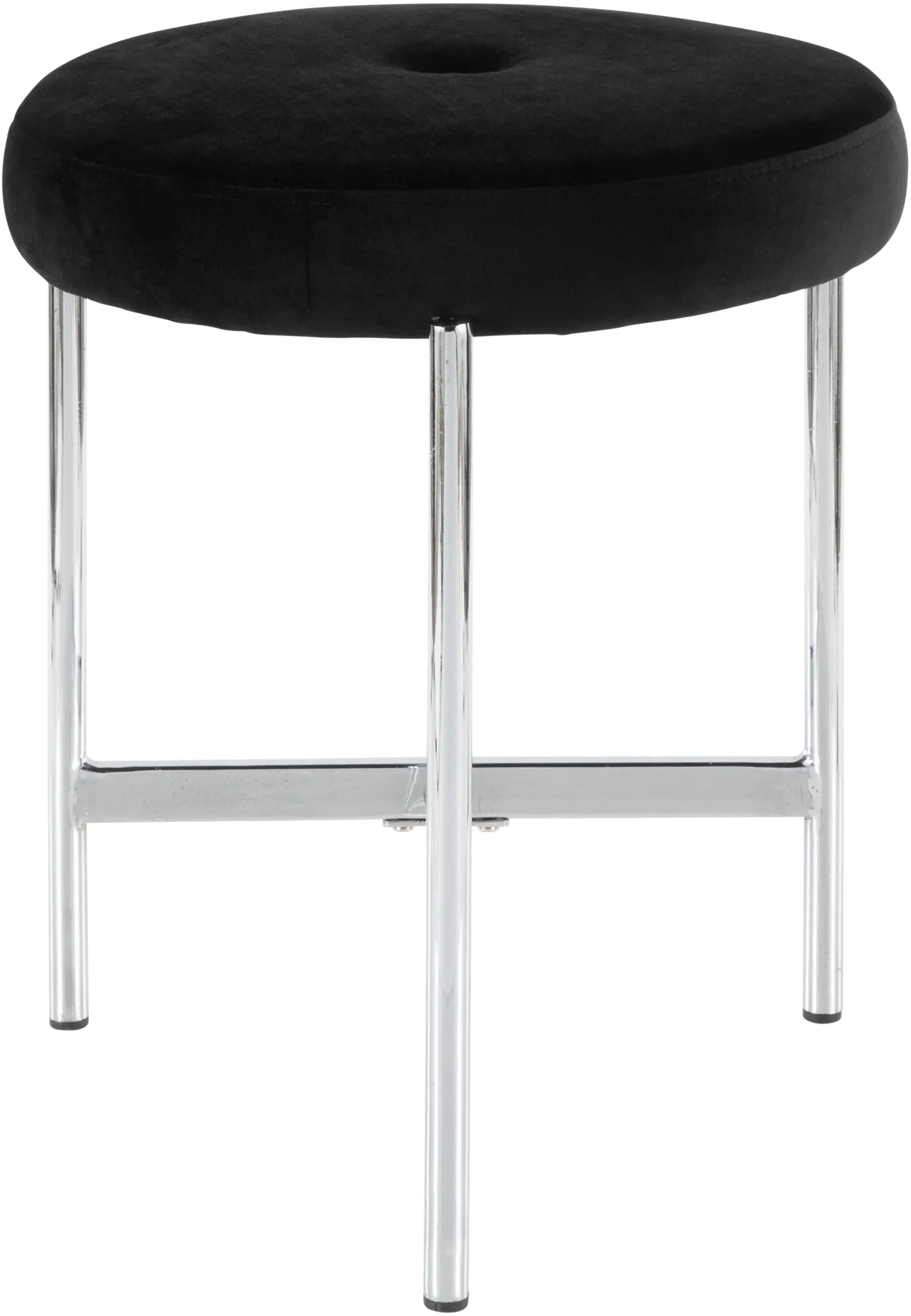 B17-CHLOE BK Black Velvet With Silver Legs Vanity Stool-4