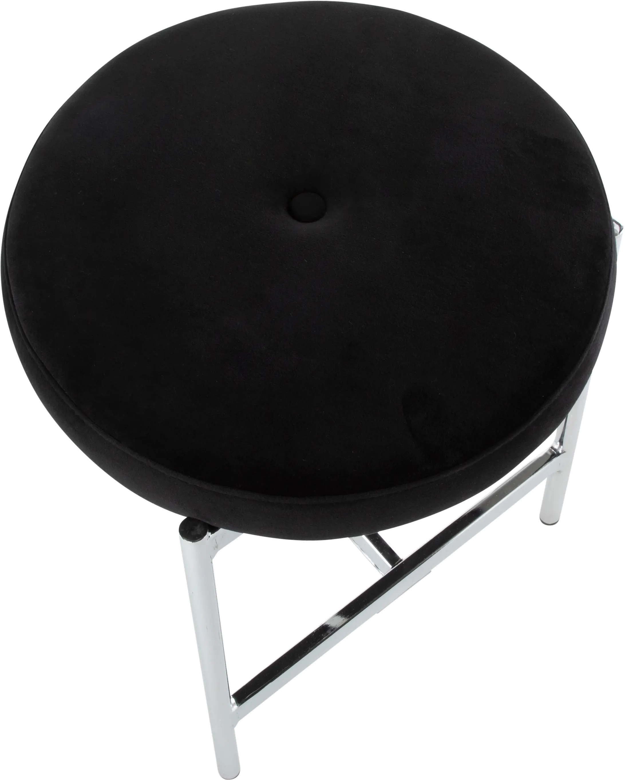 B17-CHLOE BK Black Velvet With Silver Legs Vanity Stool-6