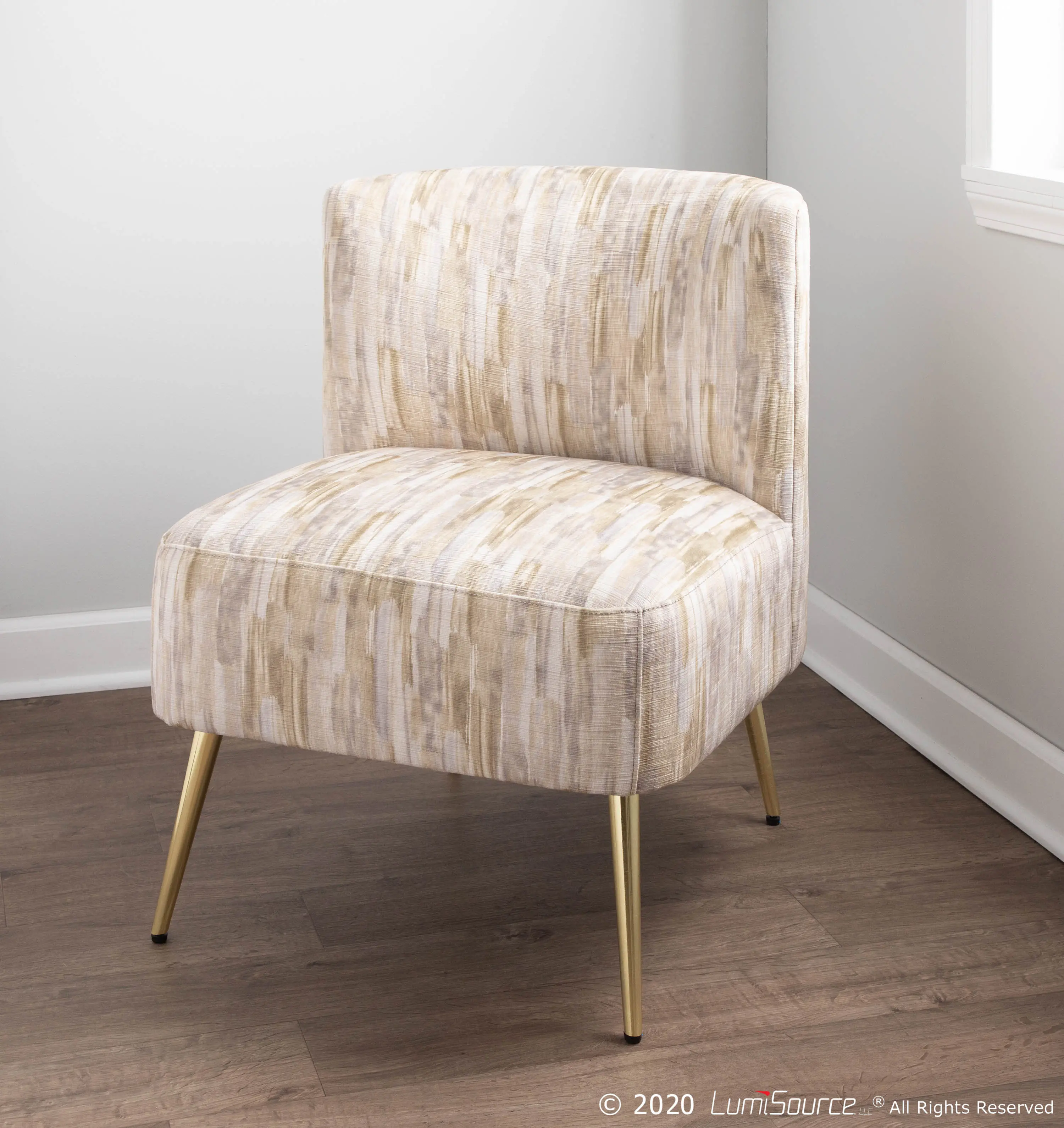 CHR-FRANSLP AU+LBN Contemporary Light Brown Slipper Chair with Gold Legs - Luna-2