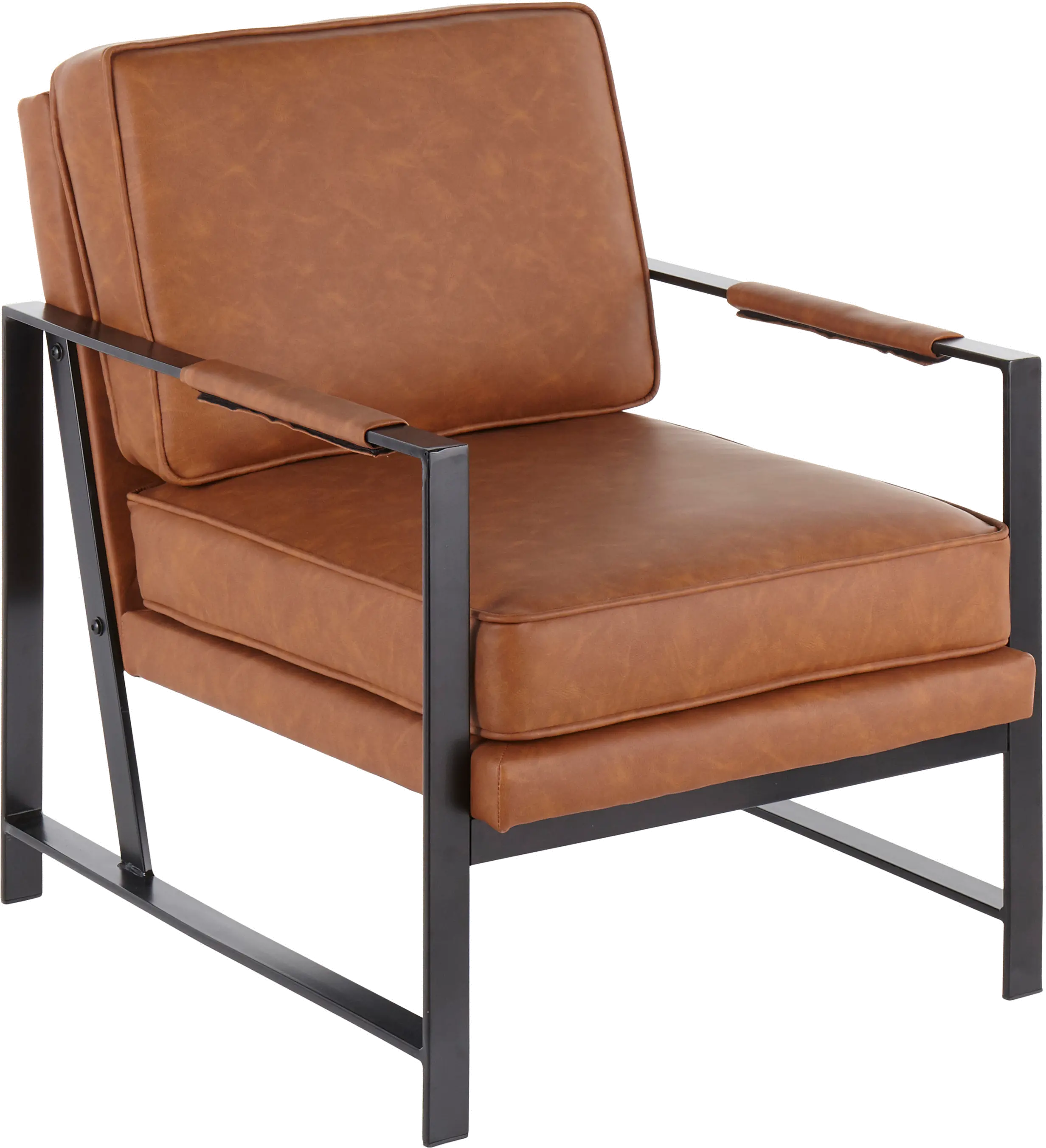 CHR-FRANKPAD BKCAM Contemporary Camel Brown Faux Leather Arm Chair - Franklin-1