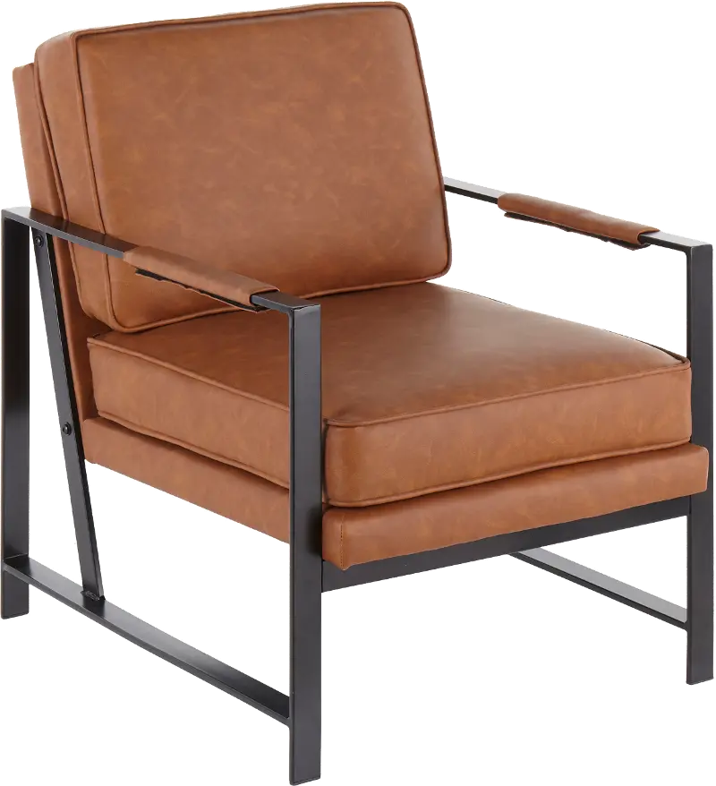 Contemporary Camel Brown Faux Leather Arm Chair - Franklin