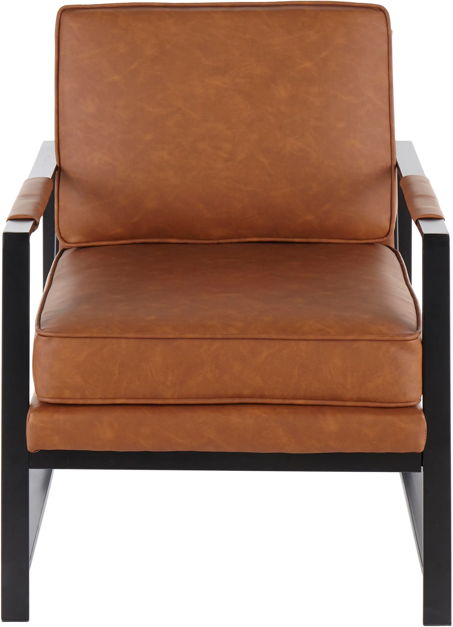 CHR-FRANKPAD BKCAM Contemporary Camel Brown Faux Leather Arm Chair - Franklin-3