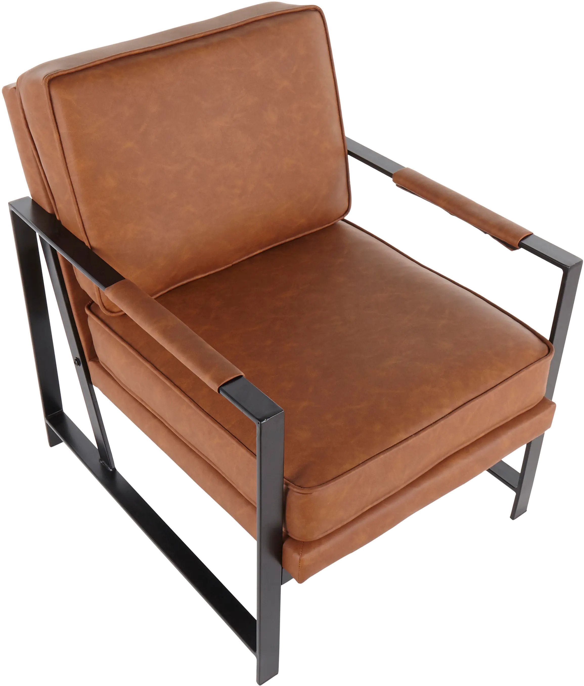 CHR-FRANKPAD BKCAM Contemporary Camel Brown Faux Leather Arm Chair - Franklin-6