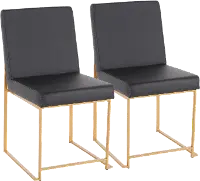 DC-HBFUJI AUBK2 Fuji Black and Gold Dining Chairs, Set of 2