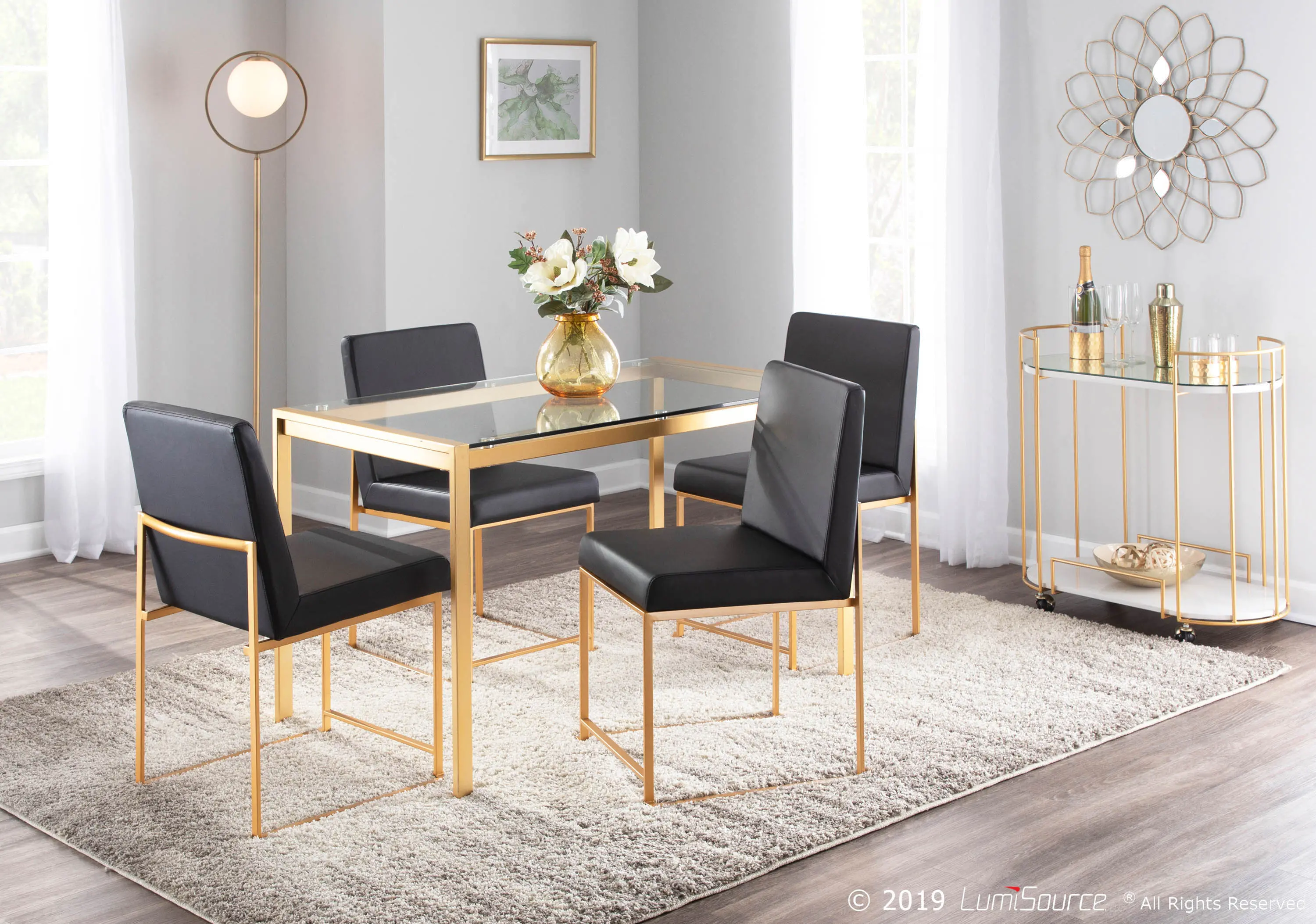 DC-HBFUJI AUBK2 Fuji Black and Gold Dining Chairs, Set of 2-7
