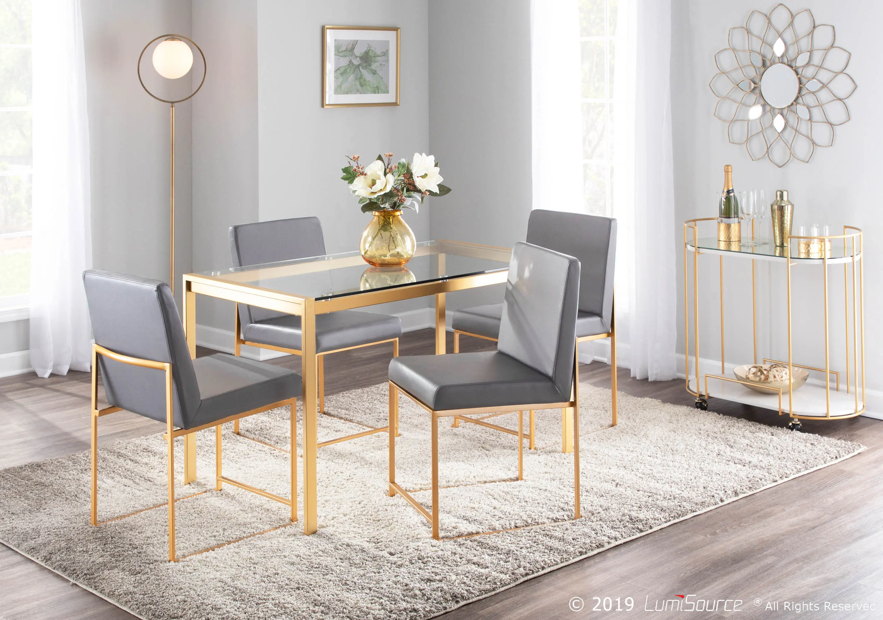 DC-HBFUJI AUGY2 Fuji Gray and Gold Dining Chairs, Set of 2-7