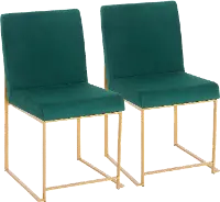 DC-HBFUJI AUVGN2 Fuji Green and Gold Dining Chairs, Set of 2