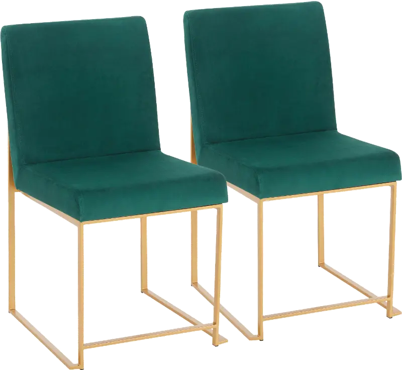 Fuji Green and Gold Dining Chairs, Set of 2